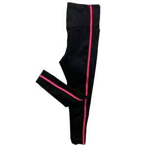 Medium Danskin Womens Black Leggings Pockets Pink Stripe